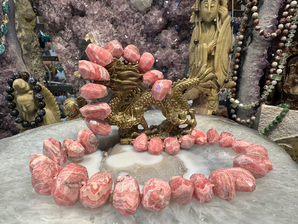 Rare Rhodochrosite faceted cut 15-26mm gemstone beads