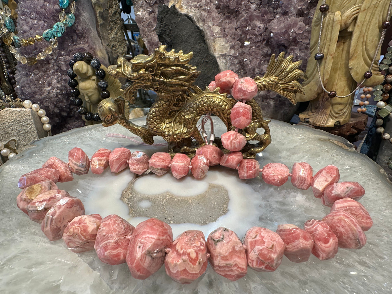 Rare Rhodochrosite faceted cut 15-26mm gemstone beads