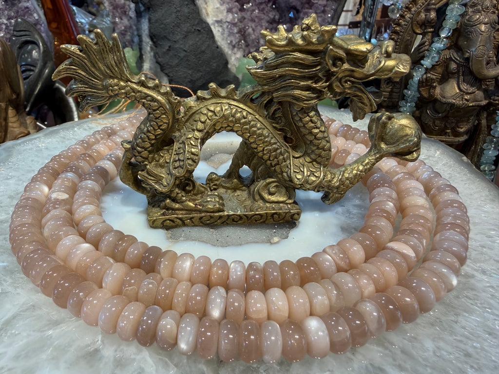 Peach moonstone 10mm smooth rondelle gemstone beads