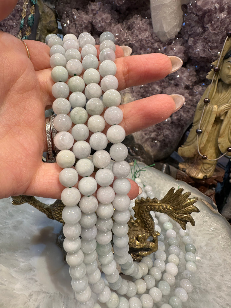 Green jadeite jade 8mm gemstone beads