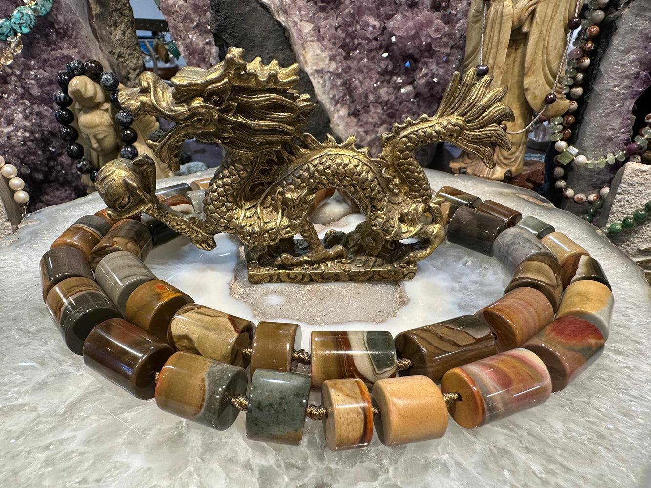 Landscape jasper barrel 10-20mm gemstone beads