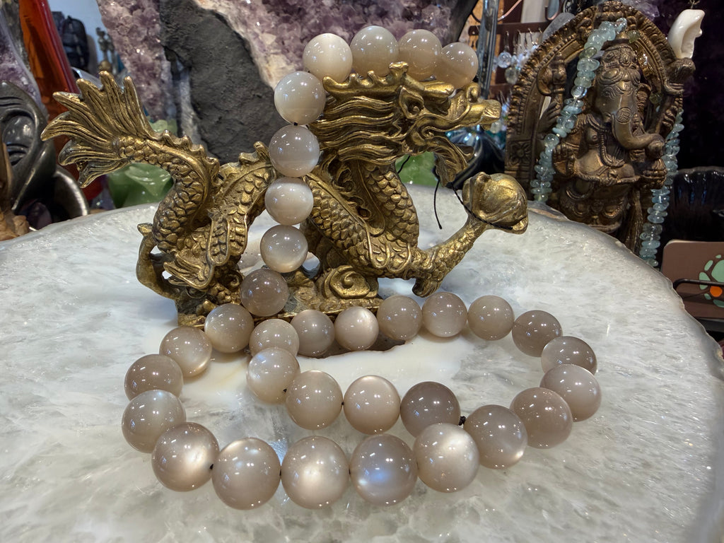 12mm Champagne Taupe Moonstone gemstone beads