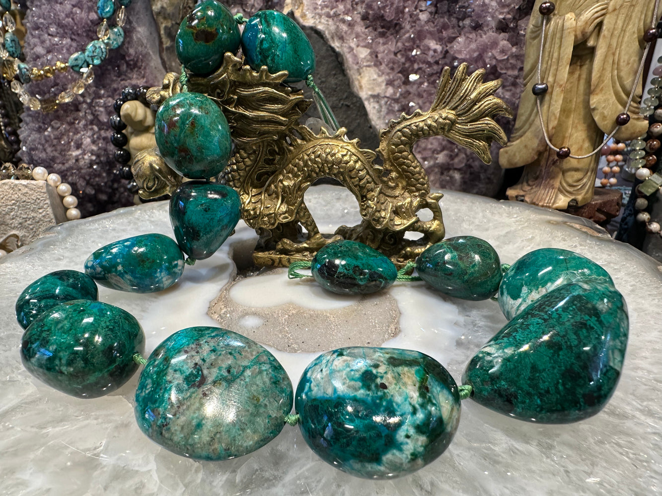 Superb Huge Chrysocolla 24-40mm gemstone nugget beads