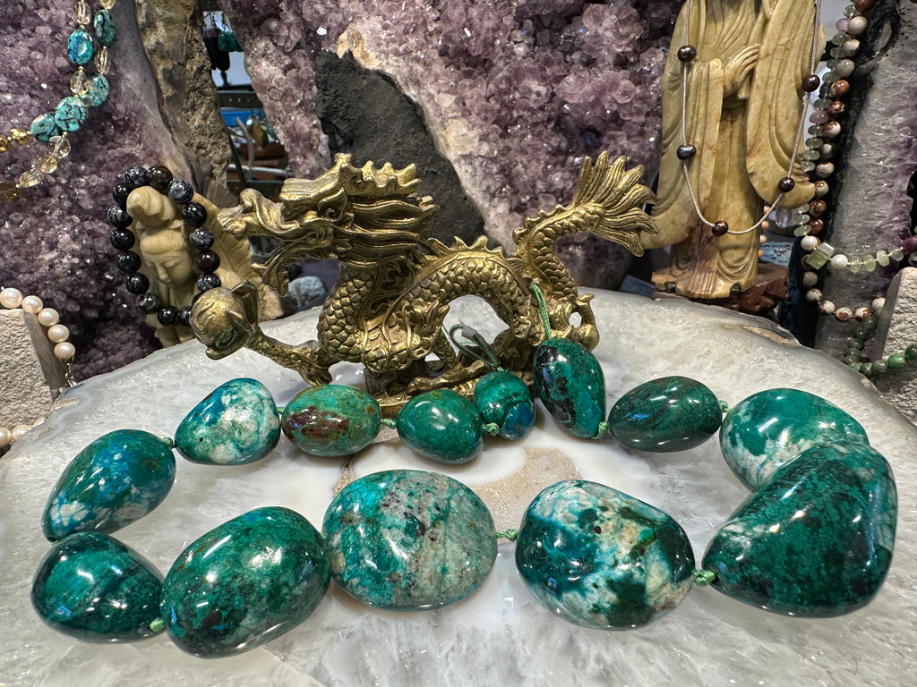 Superb Huge Chrysocolla 24-40mm gemstone nugget beads