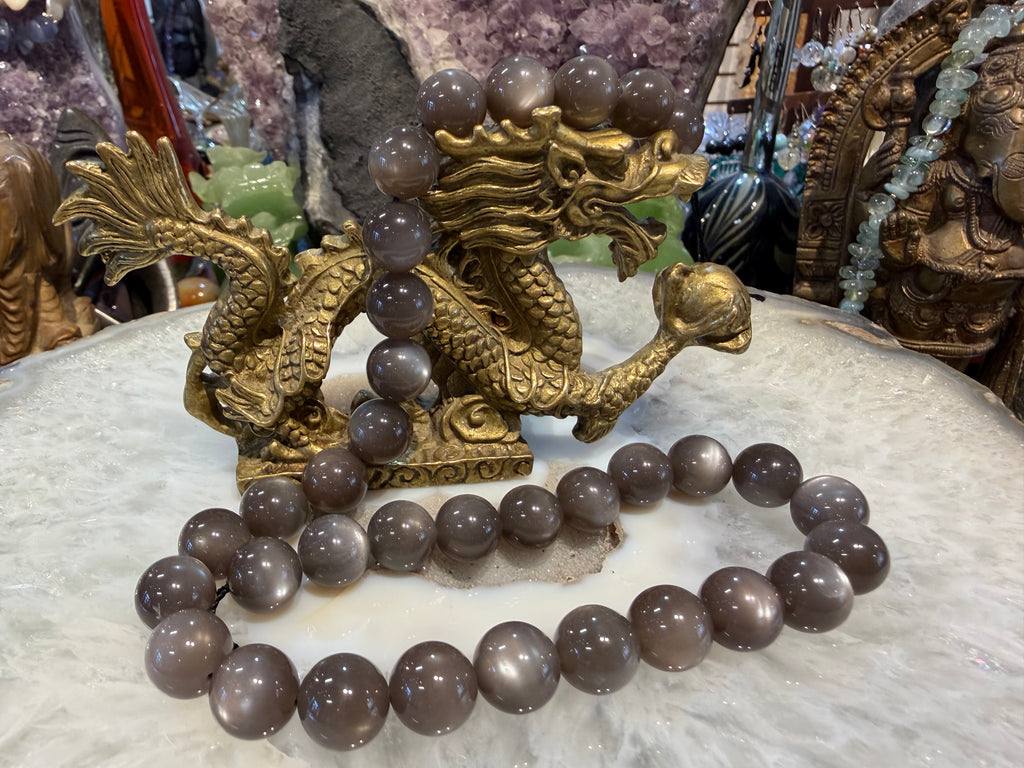 12mm Top Chocolate Brown Moonstone gemstone beads