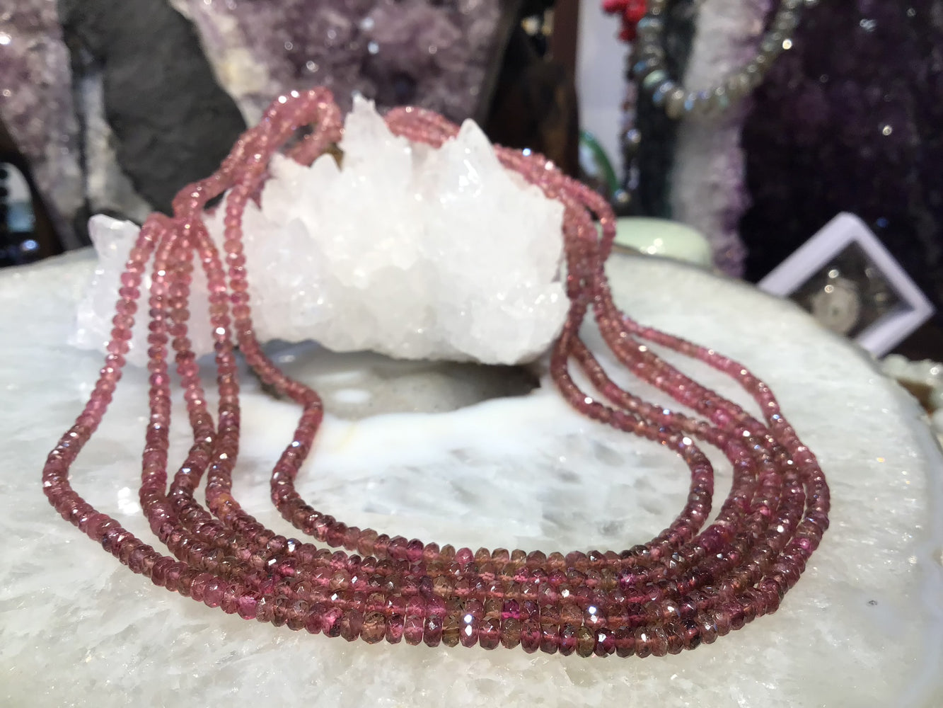 3.5mm Natural Top Quality Shaded Pink Rubellite Tourmaline Faceted Gemstone Beads