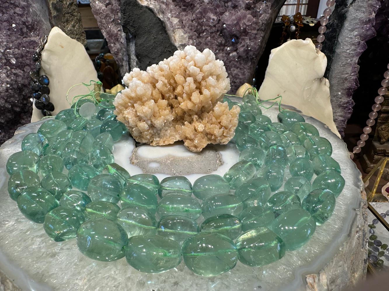Green apple fluorite tumble 19mm gemstones