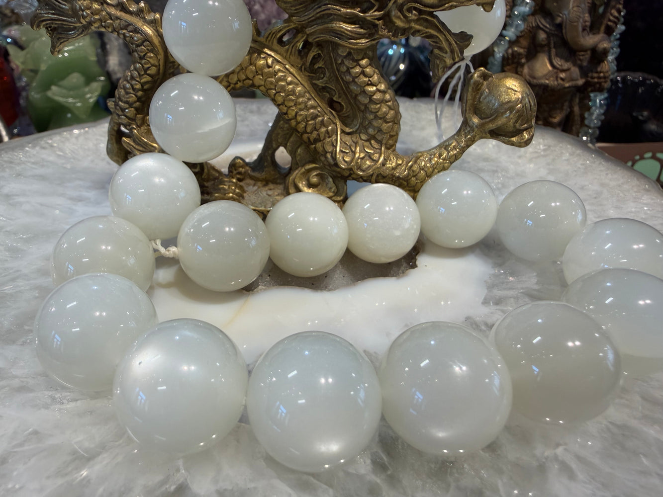 Perles de pierre de lune blanches de 20 mm