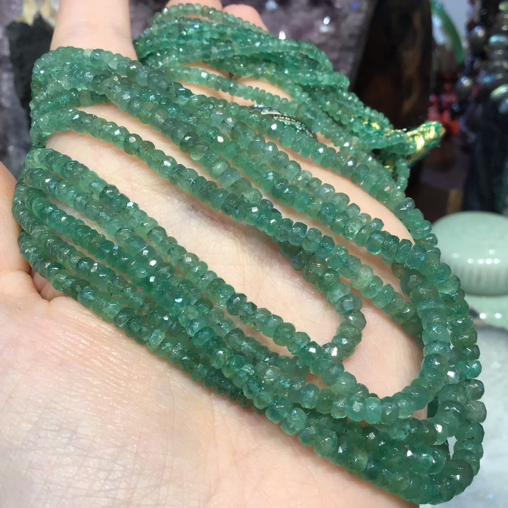 3-5.5mm Natural Green Emerald Faceted Rondelle Gemstone Beads