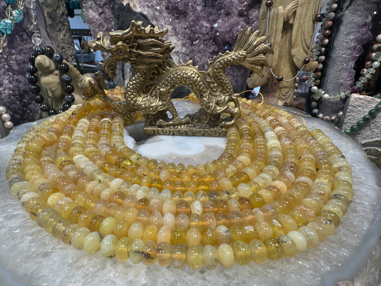 Yellow opal 8mm smooth rondelle gemstone