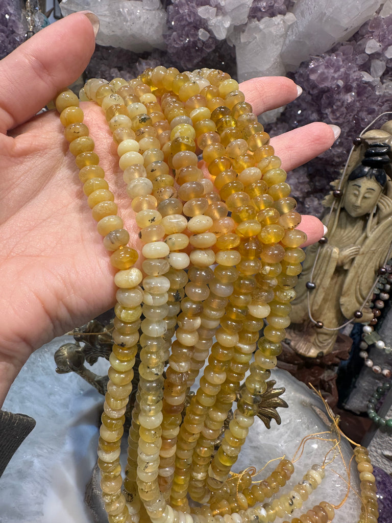 Yellow opal 8mm smooth rondelle gemstone