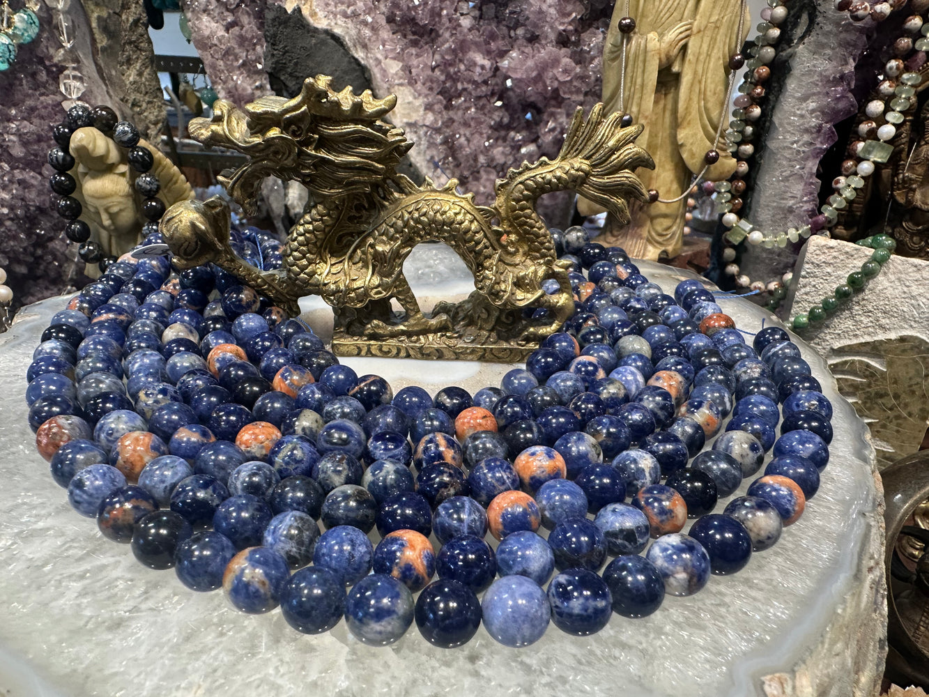 Blue orange sodalite 10mm gemstones