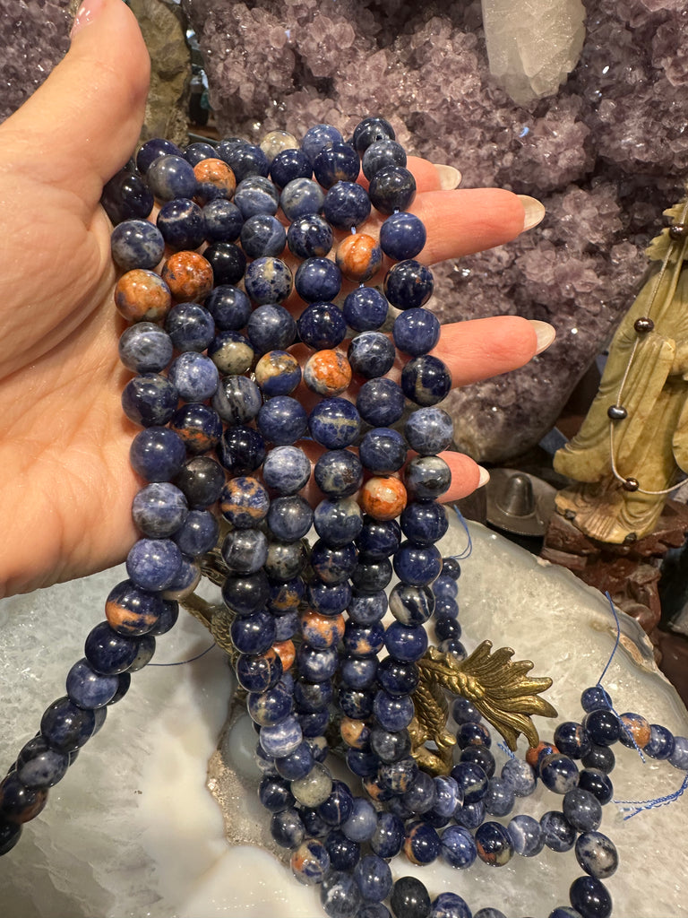 Blue orange sodalite 10mm gemstones