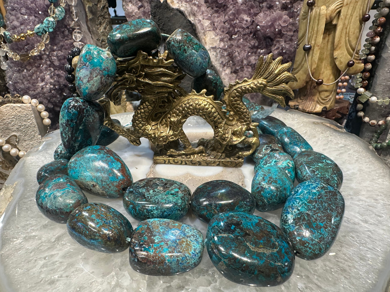 Huge Chrysocolla tumble 25-40mm gemstone