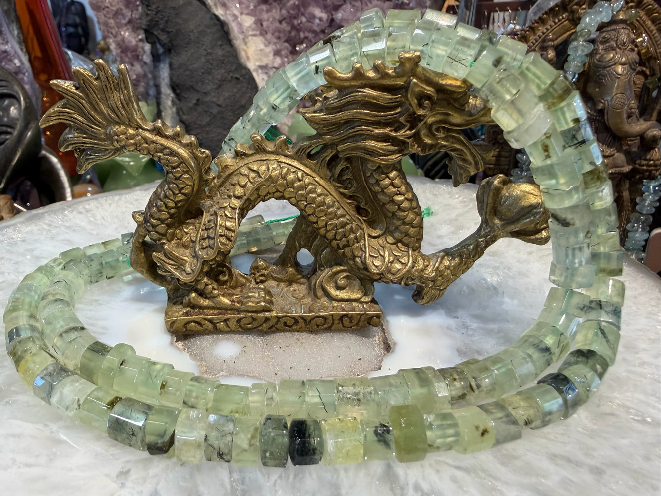 Perles de pierre précieuse de prehnite, grande taille, facettées, taille émeraude, 12-14mm