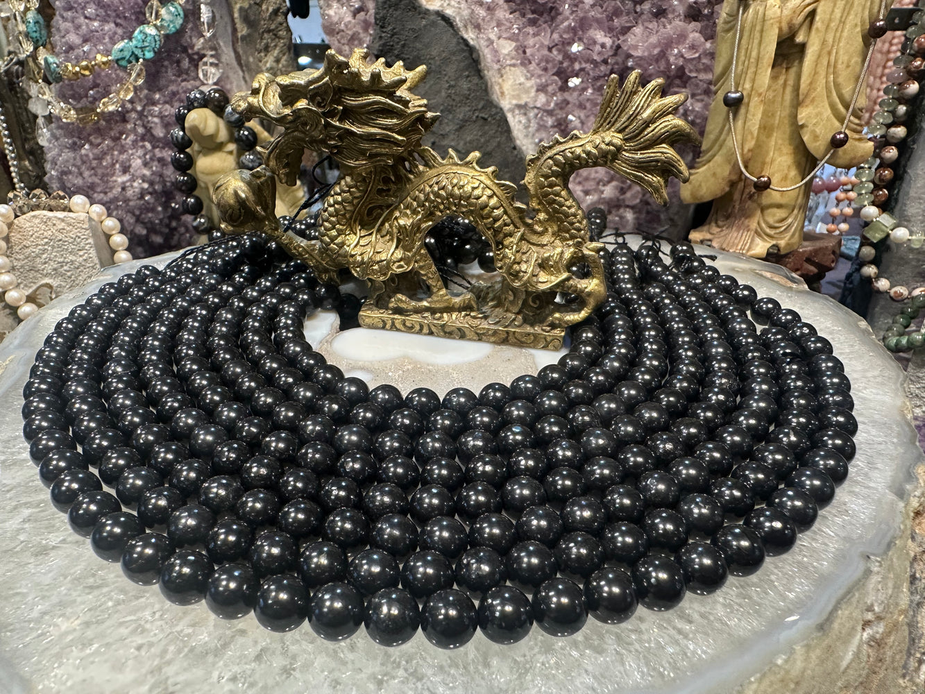 Shunghite 8mm gemstones