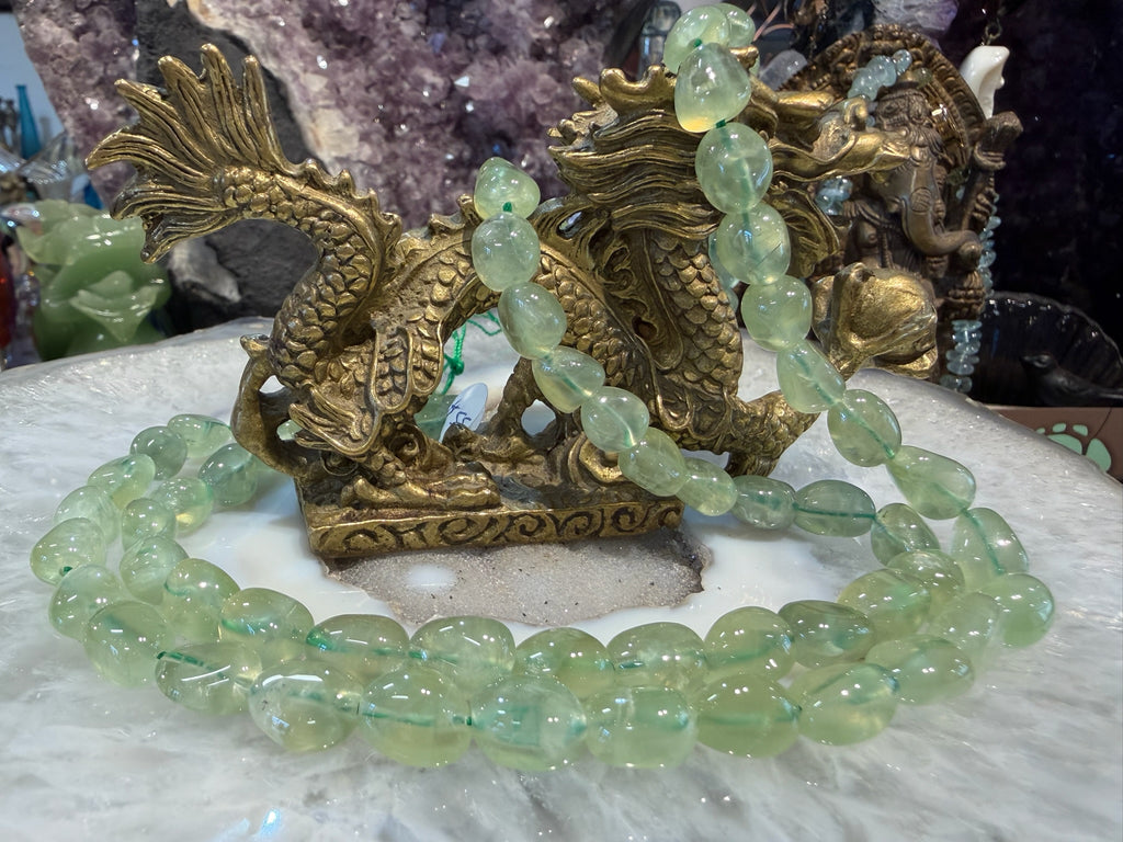 Vibrant Green Prehnite gemstones nugget beads