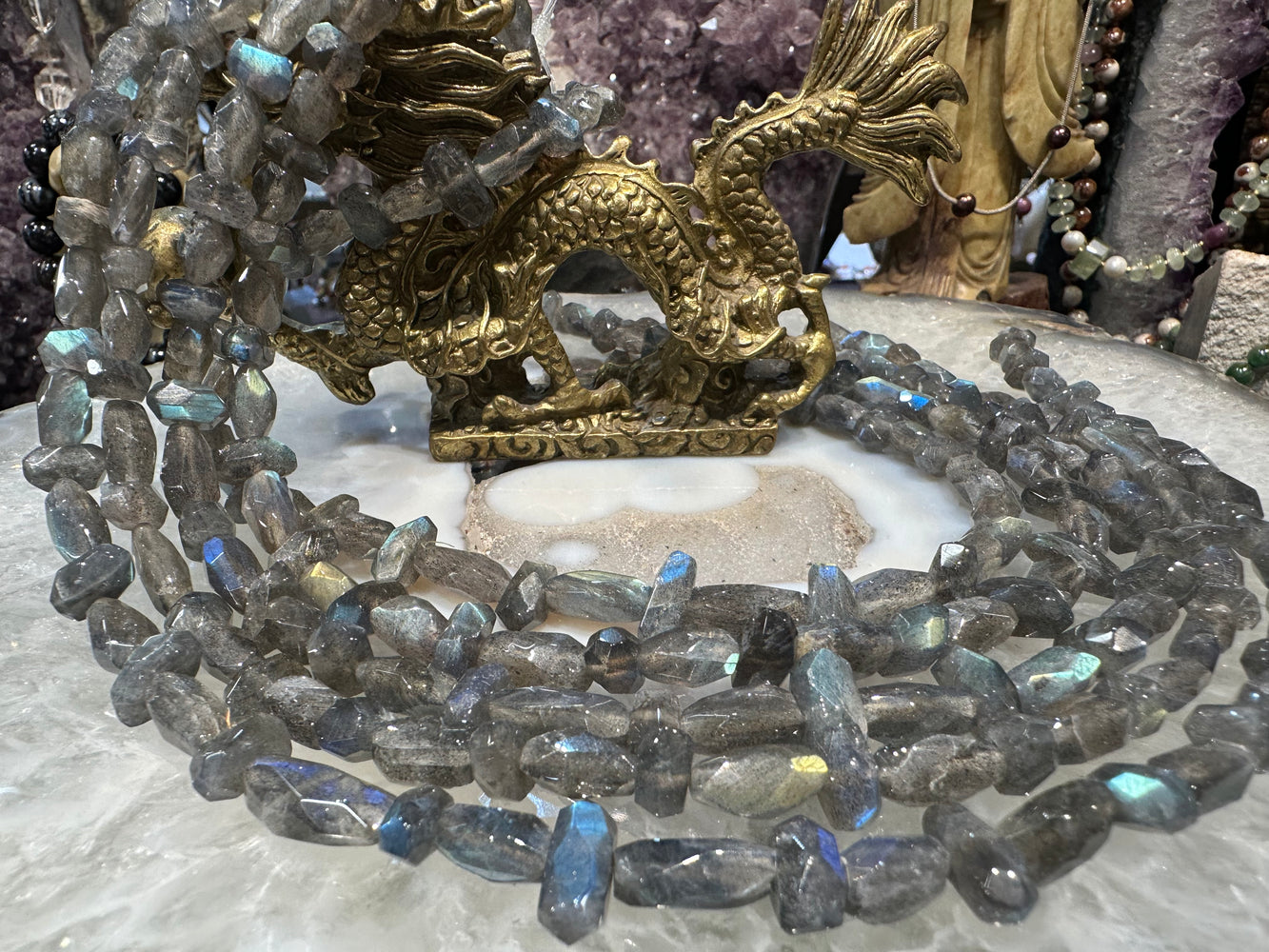 Labradorite faceted 2 way cut gemstones