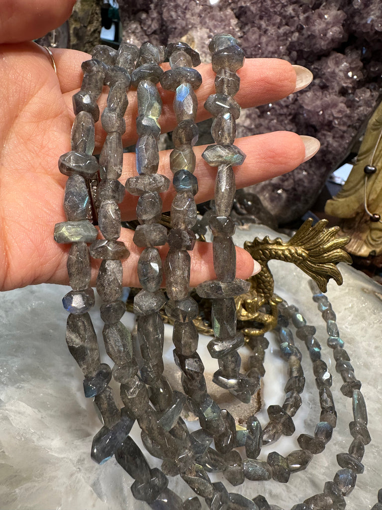 Labradorite faceted 2 way cut gemstones