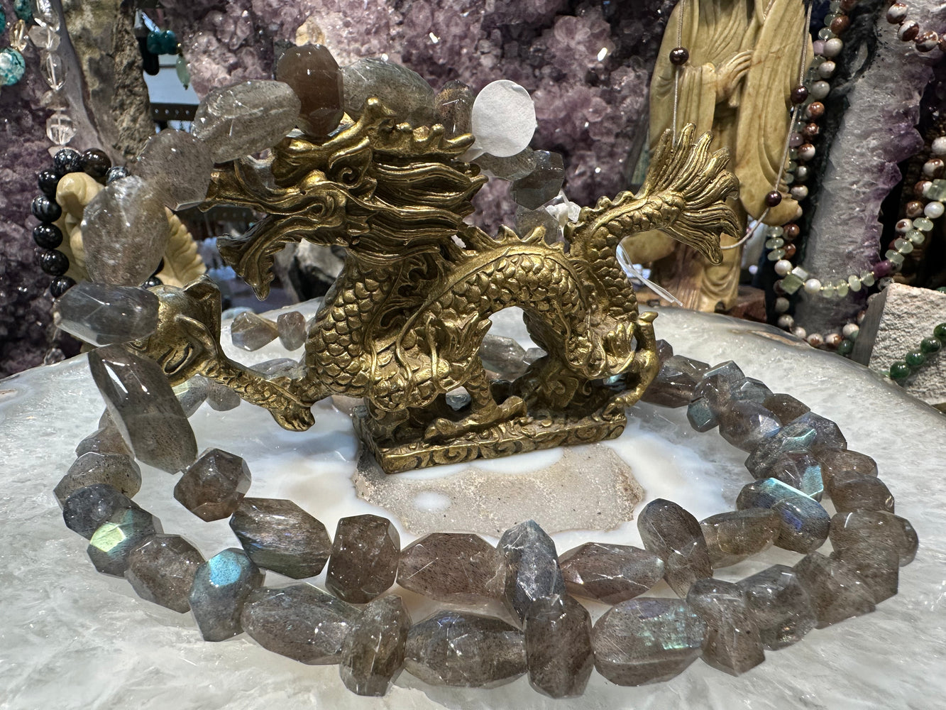 Large labradorite faceted 2 way cut gemstone