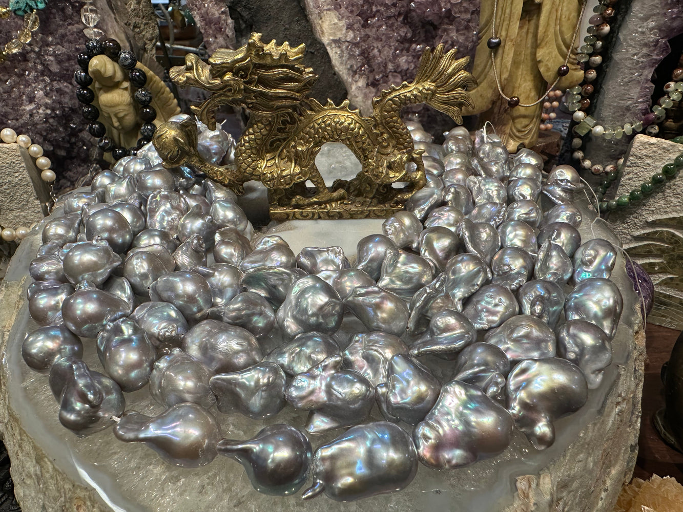 Beautiful silver baroque 17-25mm freshwater pearls
