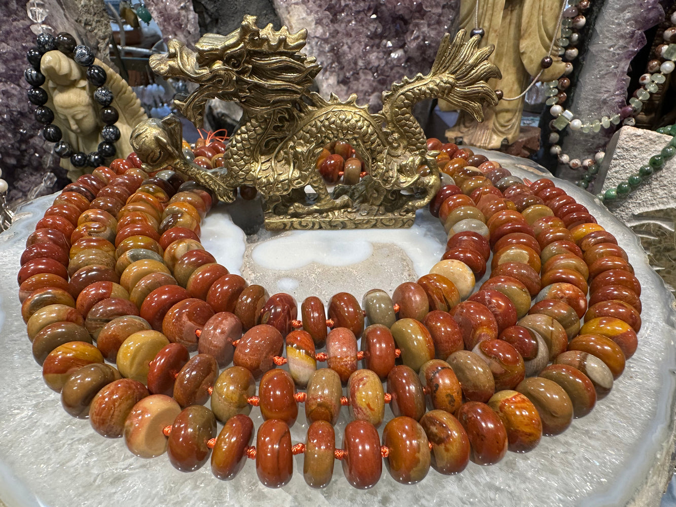 Cherry creek jasper 14mm smooth rondelle gemstone
