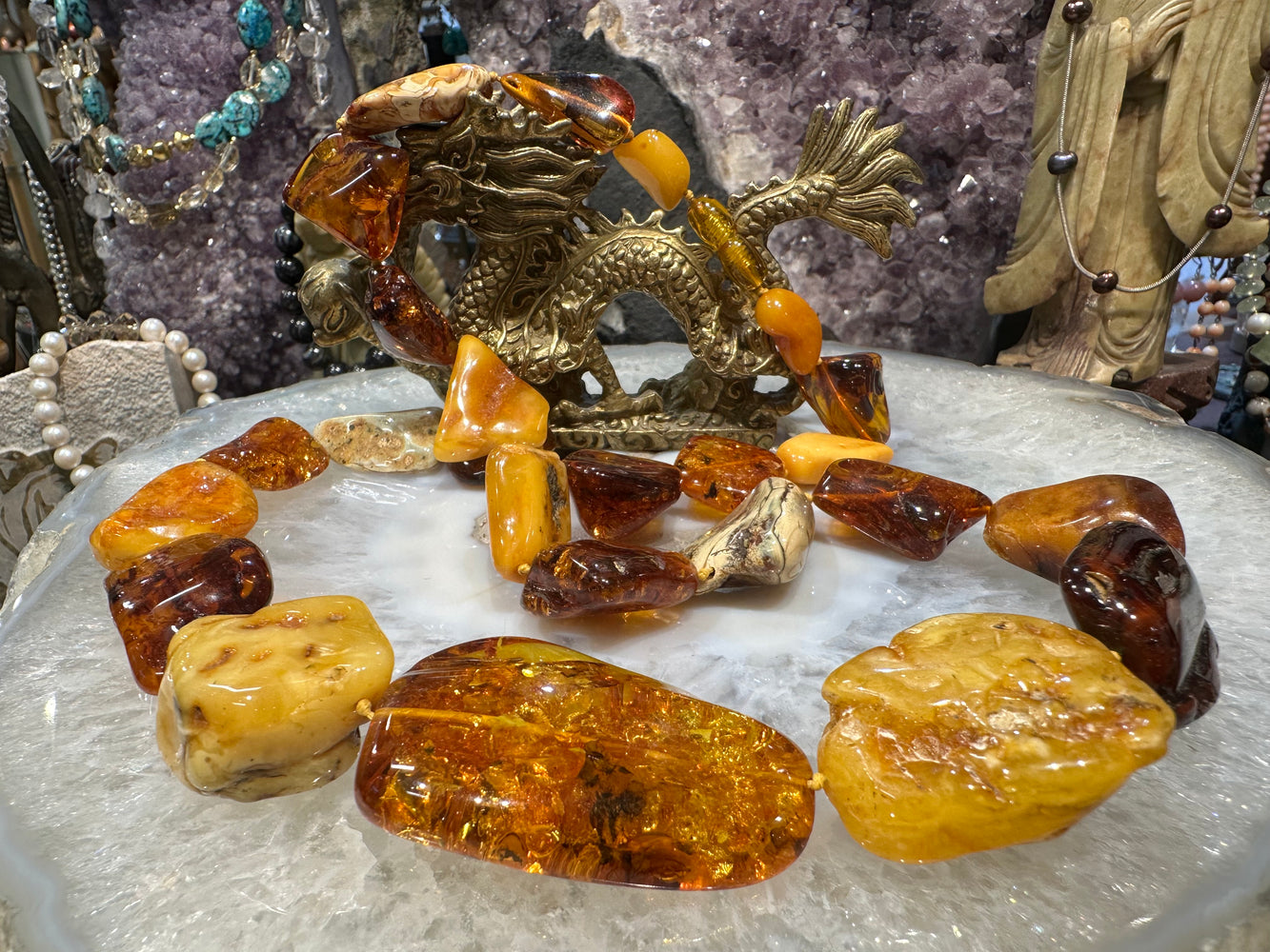 Superb Baltic Amber large nugget 18-47mm necklace