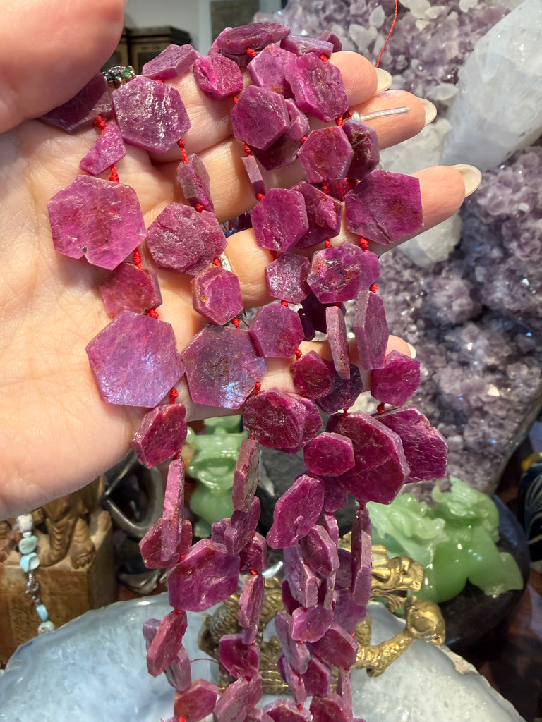 Superb Large natural ruby slice top drilled rough gemstones