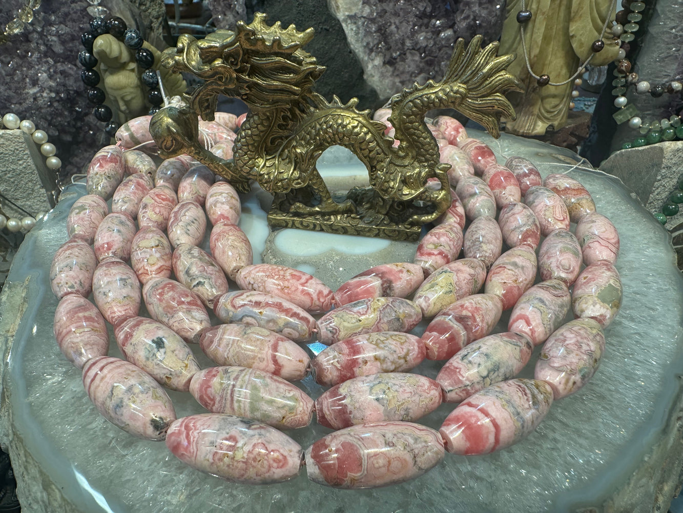 Rhodochrosite large barrel gemstones