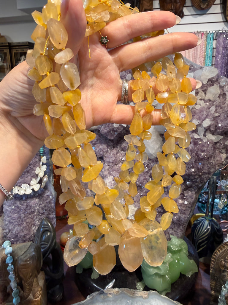 Yellow hematoid quartz gem faceted 2 way cut gemstones