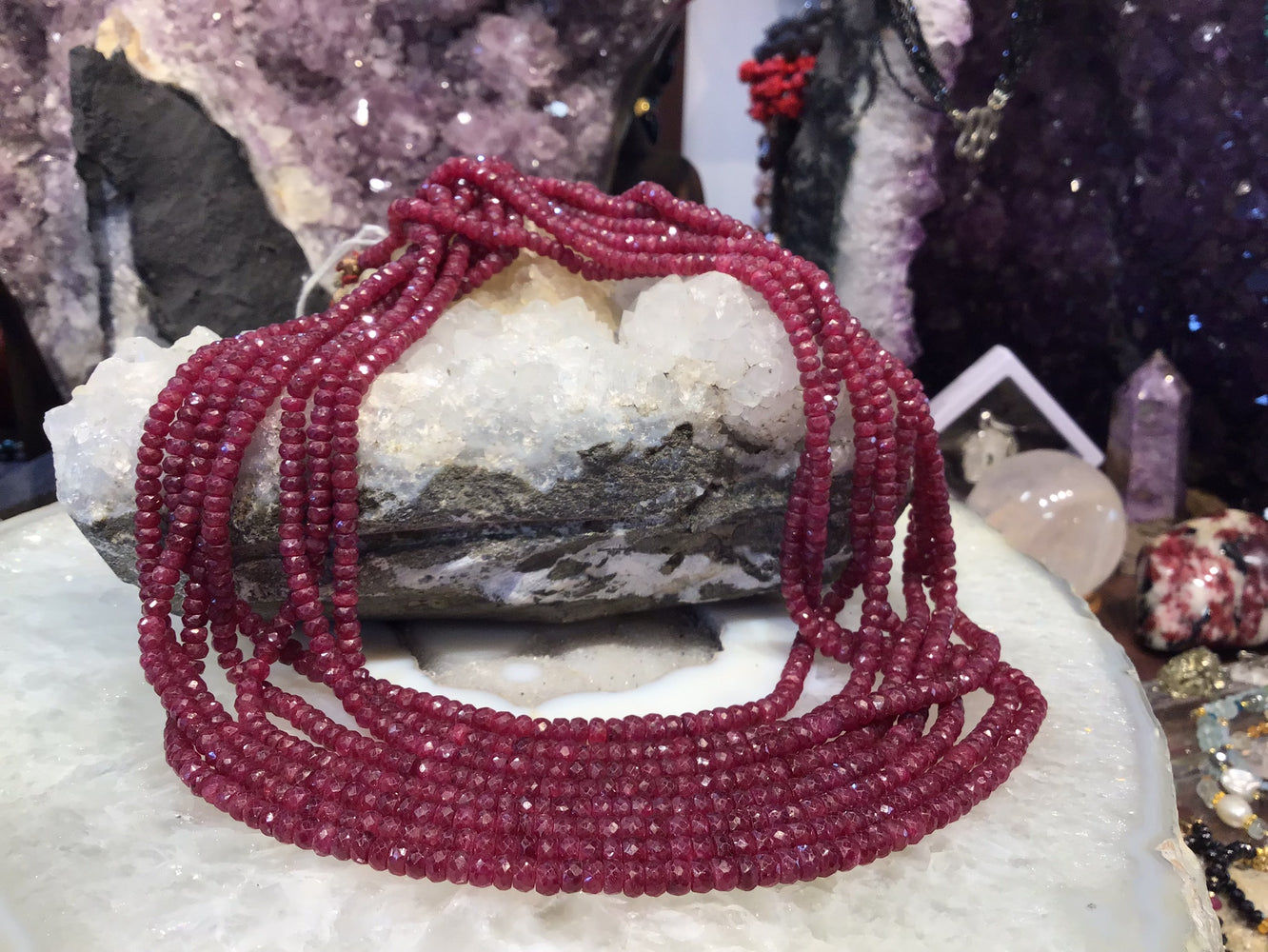 3.5-5mm Natural Red Ruby Faceted Rondelle Gemstone Beads