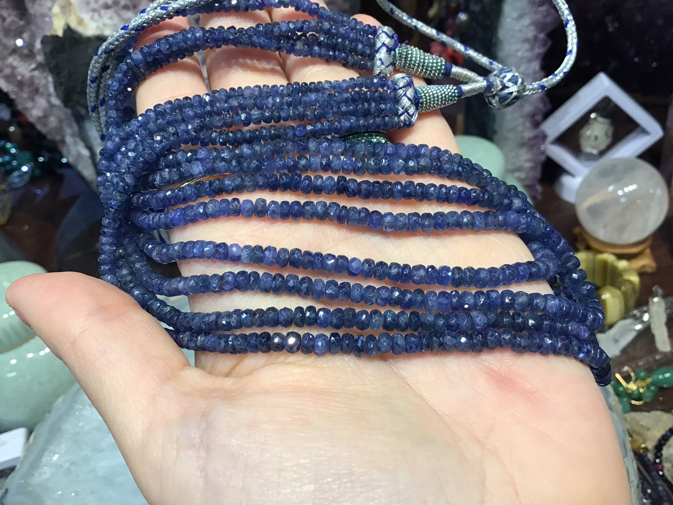 Stunning Natural Deep Blue Sapphire Faceted Rondelle Beads