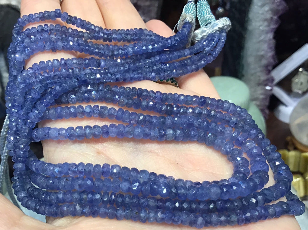 Stunning Natural Blue Sapphire Faceted Rondelle Beads
