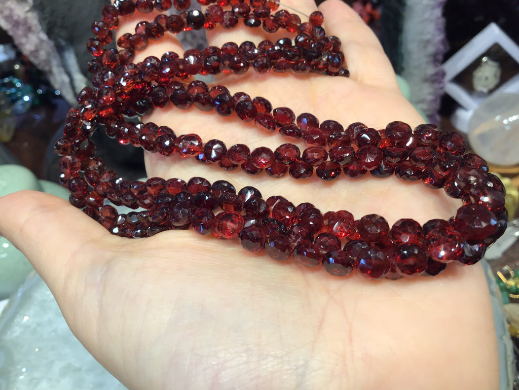 Faceted Red Garnet Onion Teardrop Gemstone Beads