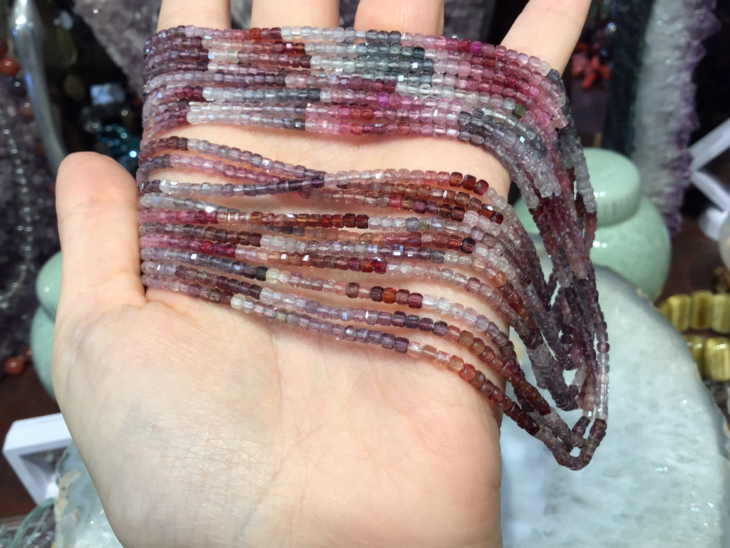 2.5mm Rare Sparkling Multicolor Spinel Faceted Cube Gemstone Beads