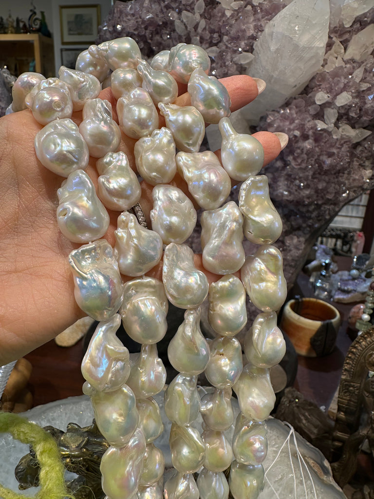 White freshwater 18-21mm baroque pearls