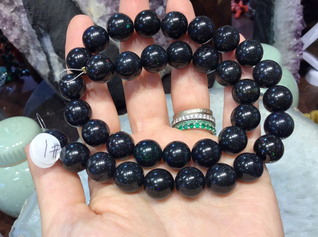12mm Natural Black Fire Opal Round Gemstone Beads #1