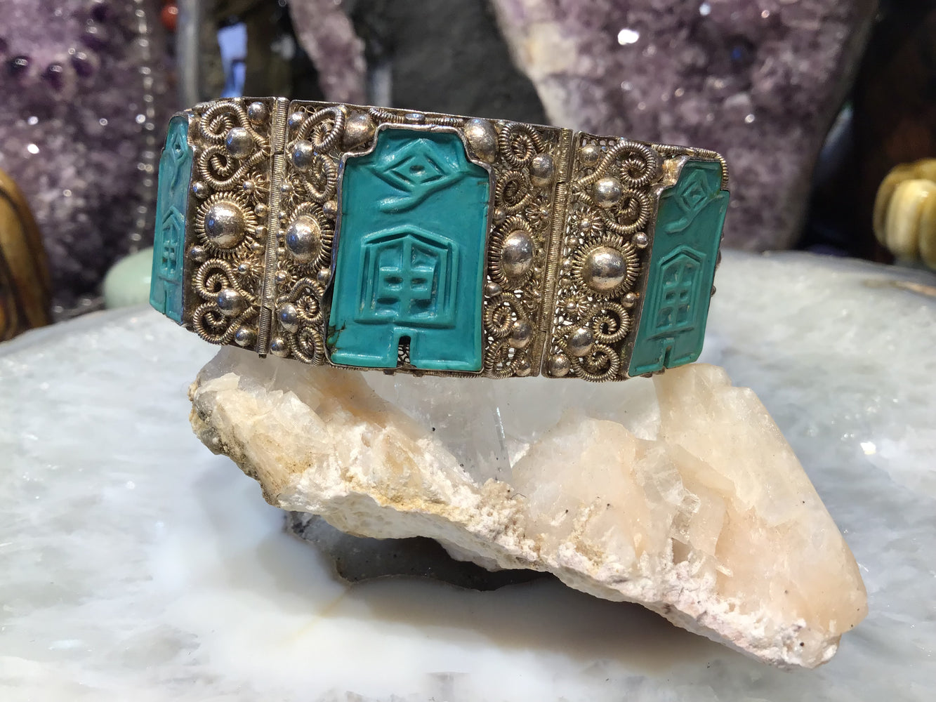 Antique Chinese export silver filagree bracelet