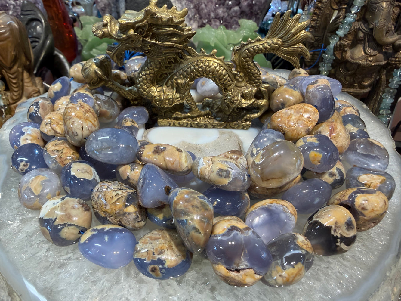 Blue chalcedony large nugget 23x17mm gemstone beads
