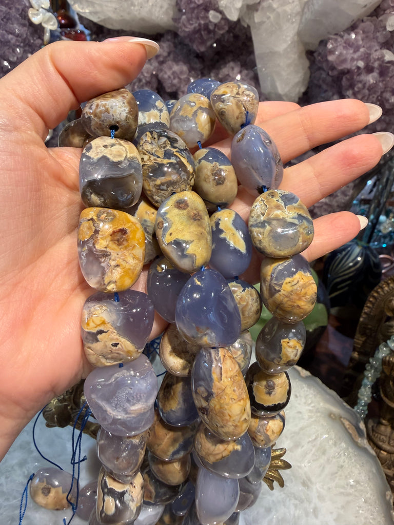 Blue chalcedony large nugget 23x17mm gemstone