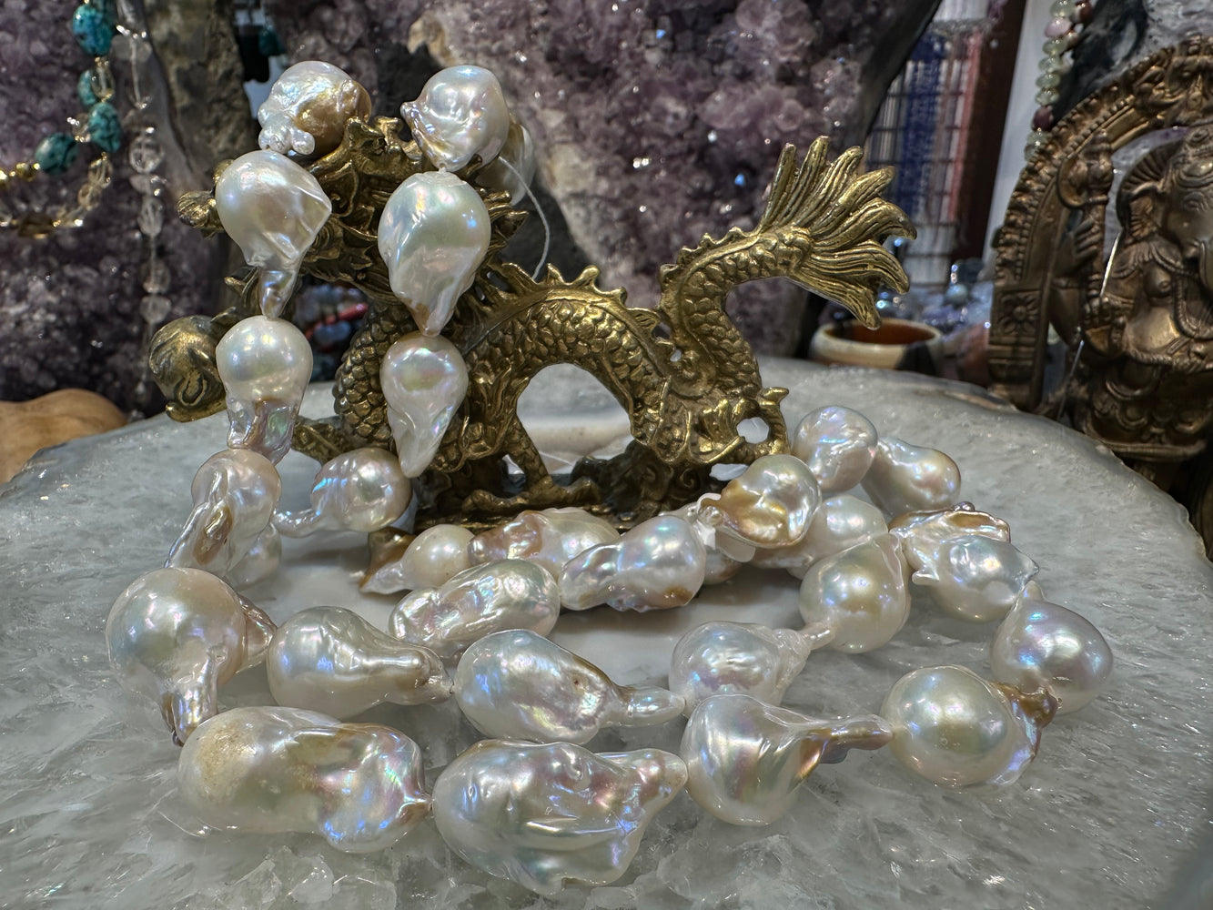 White golden white baroque 18-21mm freshwater pearls