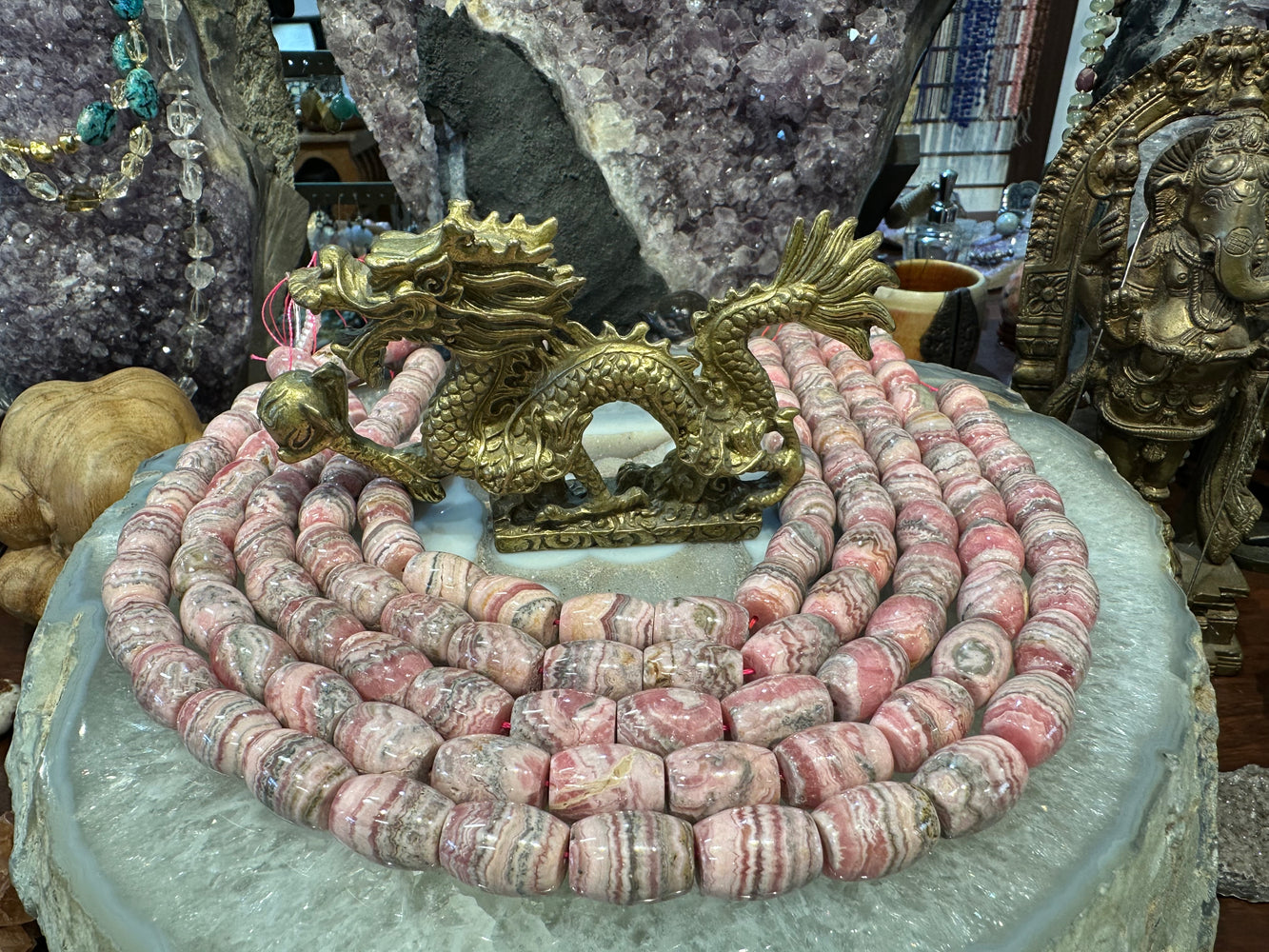 Rhodochrosite barrel 16mm gemstone beads