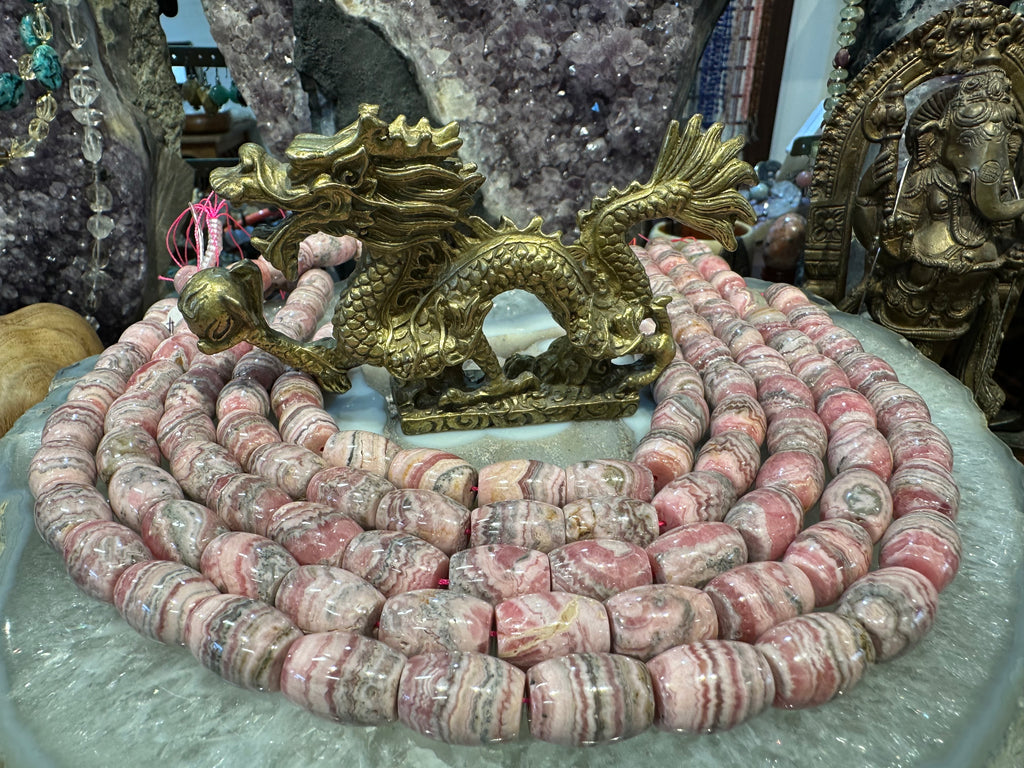 Rhodochrosite barrel 16mm gemstone beads