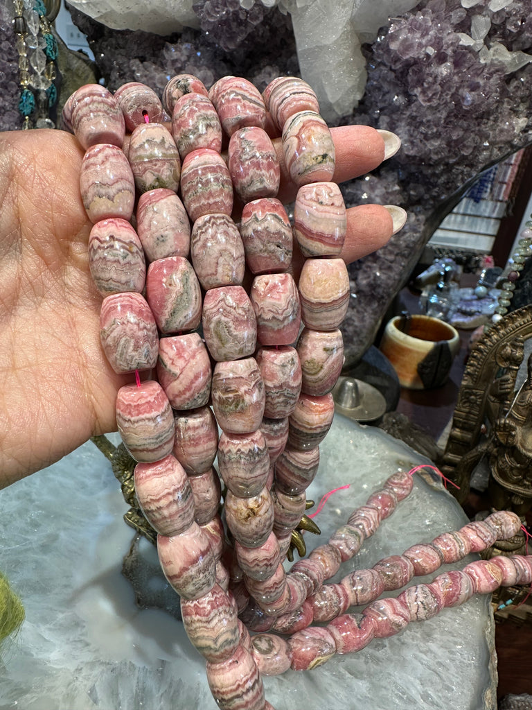 Rhodochrosite barrel 16mm gemstone beads