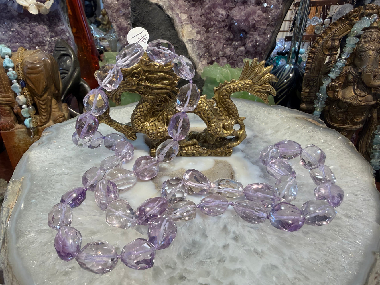Gorgeous  Brazil Amethyst lavender gem faceted cut knotted gemstone beads