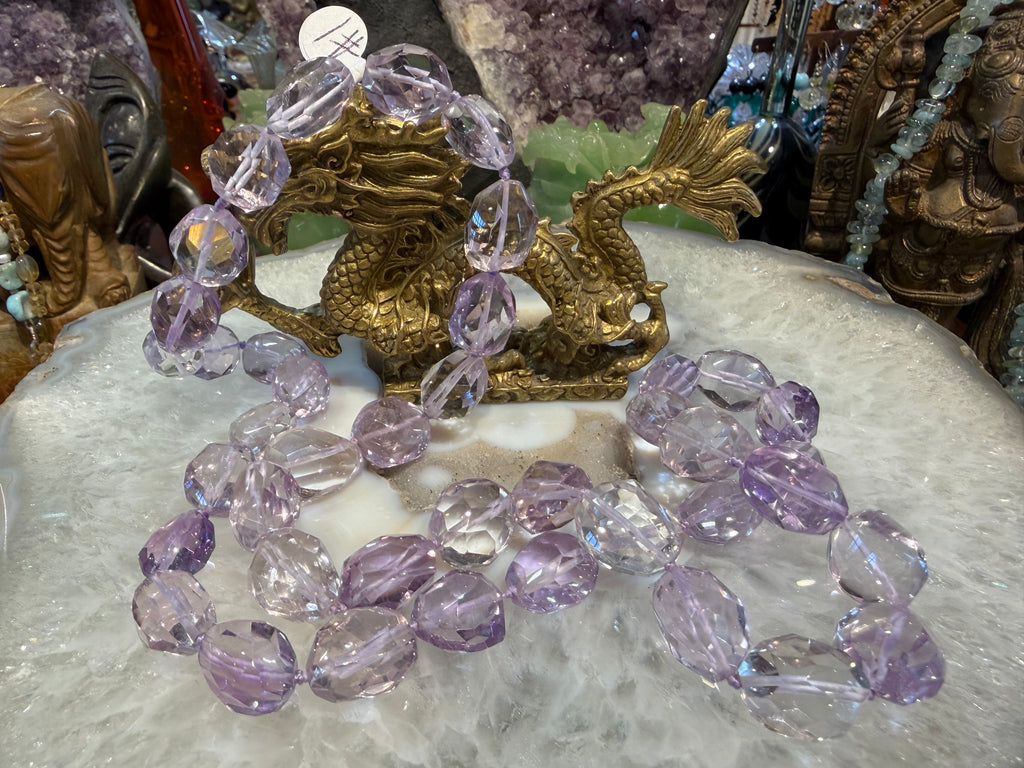 Gorgeous Amethyst lavender gem faceted cut knotted gemstone