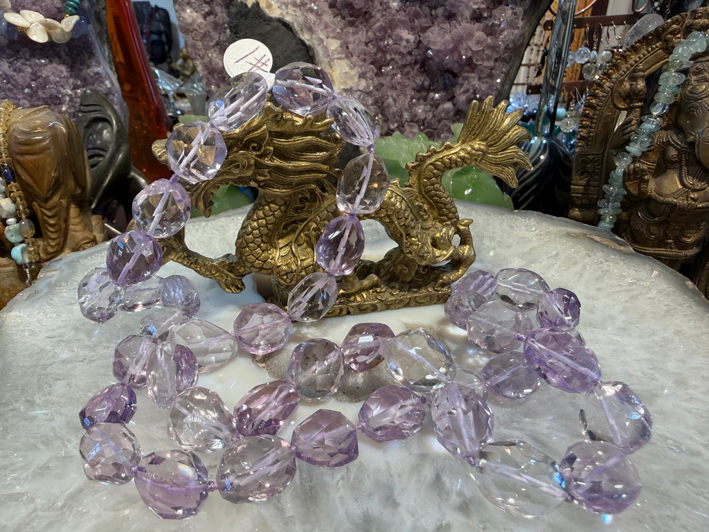 Gorgeous Amethyst lavender gem faceted cut knotted gemstone