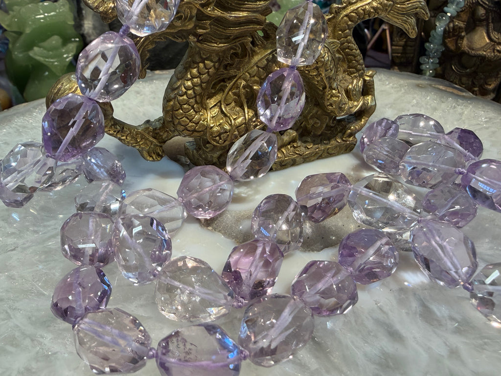 Gorgeous Amethyst lavender gem faceted cut knotted gemstone