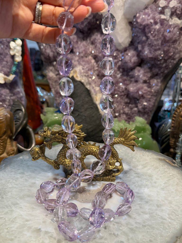 Gorgeous Amethyst lavender gem faceted cut knotted gemstone