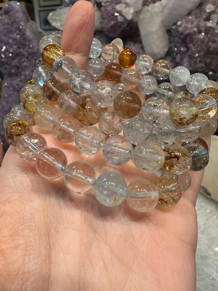 Stunning Natural topaz golden blue 10mm gemstone bracelet